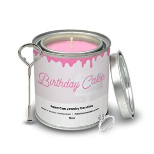 16oz paint can jewelry candles – viral tiktok gifts | unique surprise candles | award winning scents | all natural soy candle | hand poured in usa (birthday cake, necklace)