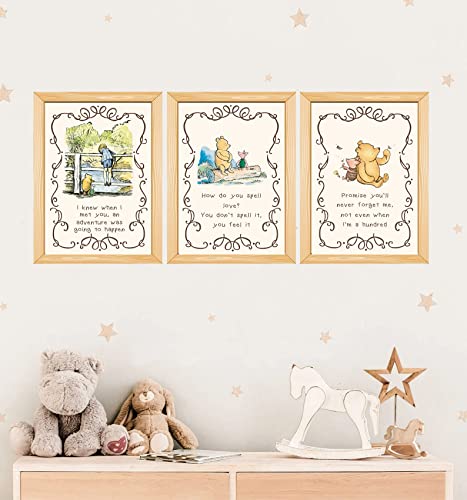 Unbala Classic Winnie Wall Decor Pooh Bear Quotes Prints Pattern A, 5x7 Inch Adorable For Baby Shower Decorations Nursery Art Birthday Centerpiece