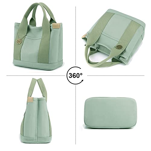 2023 New Multi-Pocket Tote Bag with Zipper, japanese handmade Large Capacity Handbag, Women's Canvas Crossbody Bag Top Handle Satchel Purses for School College Everyday Use