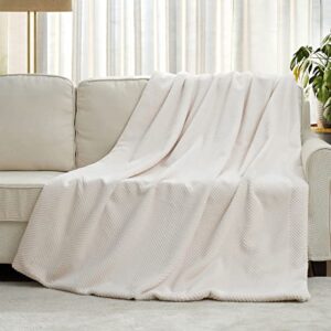 Cozy Bliss Super Soft Fuzzy Herringbone Faux Fur Throw Blanket for Couch 60"x80", Chevron Faux Fur Throw Blanket, Luxury Plush Decorative Throw Blanket for Sofa Bed (60" x 80", Ivory)