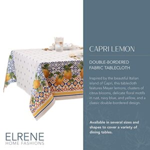 Elrene Home Fashions Capri Lemon Double-Bordered Mediterranean Fabric Tablecloth, Rectangle, 60 inches X 84 inches