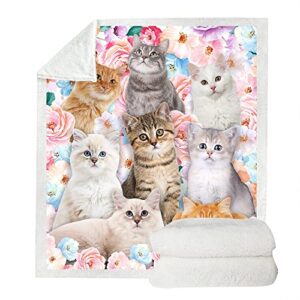 Juirnost Cat Blanket,Cat Lover Gifts for Women,Kitty Blanket Gifts for Cat Lovers,Kitten Blanket Throw for Bedroom Sofa Couch Cat Gifts for Girls 50X60inches Cat Lover Gift Blanket