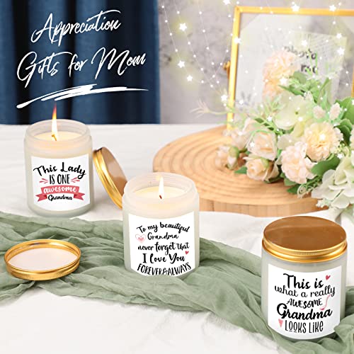 Spiareal 6 Pcs Best Grandma Ever Gifts Grandparents Birthday Day from Grandson Granddaughter 7oz Scented Jar Candles Natural Mineral Wax for Women Christmas Thanksgiving (White, Grandma)