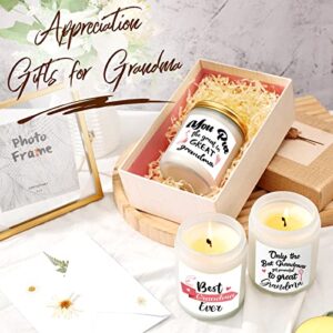 Spiareal 6 Pcs Best Grandma Ever Gifts Grandparents Birthday Day from Grandson Granddaughter 7oz Scented Jar Candles Natural Mineral Wax for Women Christmas Thanksgiving (White, Grandma)