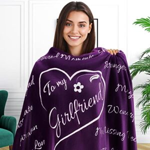 gifts for girlfriend, to my girlfriend blanket, romantic gifts for her, girlfriend gifts, gifts for girlfriend, love gifts for her, gift for girlfriend, i love you throw blanket 65″ × 50″ (purple)