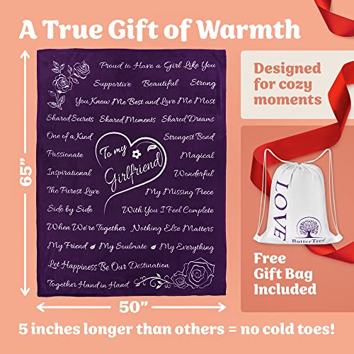 Gifts For Girlfriend, To My Girlfriend Blanket, Romantic Gifts For Her, Girlfriend Gifts, Gifts for Girlfriend, Love Gifts for Her, Gift For Girlfriend, I Love You Throw Blanket 65" × 50" (Purple)