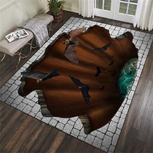 3d illusion area rugs, 3x5ft, home decor 3d optical illusion rug, animal dinosaur, dolphin, spider and bat design carpets with hole, for room sofa living room rug bedroom home decor rug