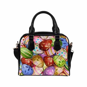 interestprint beautiful easter eggs pu leather purse handbags shoulder crossbody bag for women