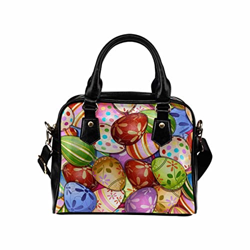 InterestPrint Beautiful Easter Eggs PU Leather Purse Handbags Shoulder Crossbody Bag for Women