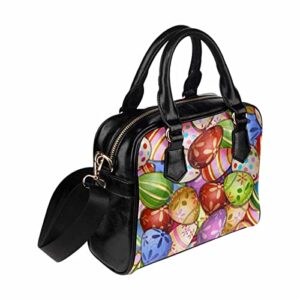 InterestPrint Beautiful Easter Eggs PU Leather Purse Handbags Shoulder Crossbody Bag for Women