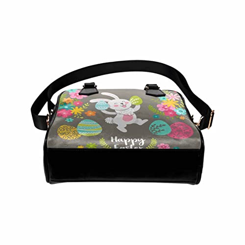 InterestPrint Cute Easter Cartoon Character Rabbit Womens Top Handle PU Leather Shoulder Satchel Bag