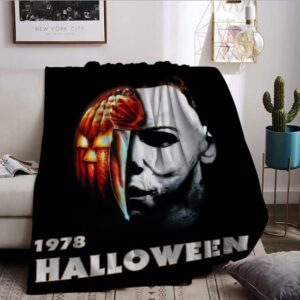 Halloween Horror Movie Blanket Michael Myers Blanket Flannel Blanket Micro Fleece Blanket for Bed Couch Living Room (Style-2, 50"x60")