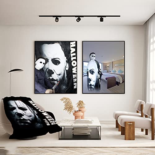 Halloween Horror Movie Blanket Michael Myers Blanket Flannel Blanket Micro Fleece Blanket for Bed Couch Living Room (Style-2, 50"x60")