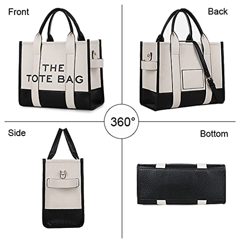 JQWSVE The Tote Bag for Women - Trendy Color Block Designer Handbag Canvas Tote Purse Shoulder Bag Large Hobo Crossbody Bag