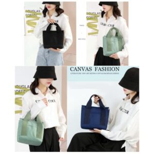 Canvas Bag - Large Capacity Multi-Pocket Handbag - Women Fashion Tote Bags With Zipper Shoulder Strap - for Daily Travel (Green)