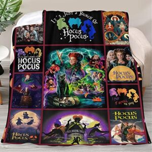 tnhpyeg travel american fantasy comedy horror hocus and pocus throw blanket, fleece halloween blankets and throws for sofa, warm air conditioned blanket 50″x40″