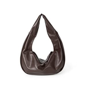 jyg small hobo bags for women pu leather dumpling shoulder handbags casual fashion ladies clutch purses coffee