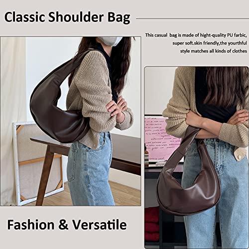 JYG Small Hobo Bags for Women Pu Leather Dumpling Shoulder Handbags Casual Fashion Ladies Clutch Purses Coffee