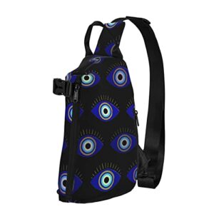 crossbody sling backpack turkish-evil-eye-symbol travel hiking chest daypack one strap shoulder bag