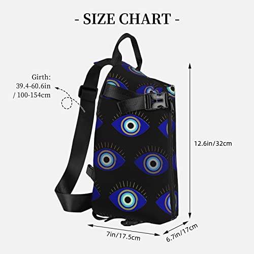 Crossbody Sling Backpack Turkish-Evil-Eye-Symbol Travel Hiking Chest Daypack One Strap Shoulder Bag