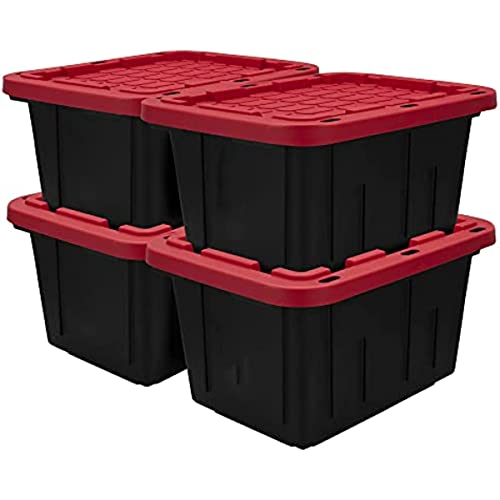 4 Pack 12 Gallon Plastic Storage Bin Tote Organizing Container With Durable Lid and Secure Latching Buckles,Plastic Storage Bin