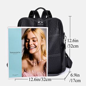 BONVEN Small Backpack for Women,Fashion Backpack Purse Faux Leather Shoulder Back Pack Bag Black