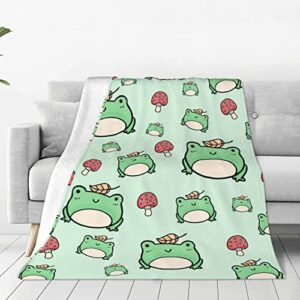 pipabobo frog blanket for adults women girls, cute green frog throw blanket gift for frog lovers, cartoon animal kawaii stuff for bed couch sofa chair, 60″x80″