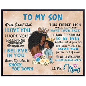 African Americans Mother Wall Art & Decor - Black women Wall Art - Nursery Decor - Little Boy Bedroom Decor - Baby shower Gift - Mother Son Life Empowerment Inspirational Quotes Poster UNFRAMED 8x10