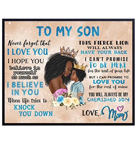 African Americans Mother Wall Art & Decor - Black women Wall Art - Nursery Decor - Little Boy Bedroom Decor - Baby shower Gift - Mother Son Life Empowerment Inspirational Quotes Poster UNFRAMED 8x10