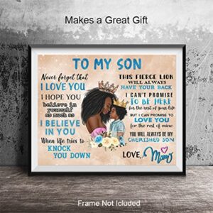 African Americans Mother Wall Art & Decor - Black women Wall Art - Nursery Decor - Little Boy Bedroom Decor - Baby shower Gift - Mother Son Life Empowerment Inspirational Quotes Poster UNFRAMED 8x10