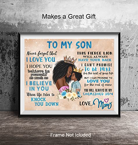 African Americans Mother Wall Art & Decor - Black women Wall Art - Nursery Decor - Little Boy Bedroom Decor - Baby shower Gift - Mother Son Life Empowerment Inspirational Quotes Poster UNFRAMED 8x10