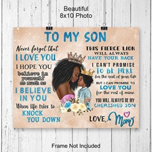 African Americans Mother Wall Art & Decor - Black women Wall Art - Nursery Decor - Little Boy Bedroom Decor - Baby shower Gift - Mother Son Life Empowerment Inspirational Quotes Poster UNFRAMED 8x10