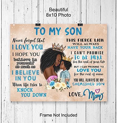 African Americans Mother Wall Art & Decor - Black women Wall Art - Nursery Decor - Little Boy Bedroom Decor - Baby shower Gift - Mother Son Life Empowerment Inspirational Quotes Poster UNFRAMED 8x10