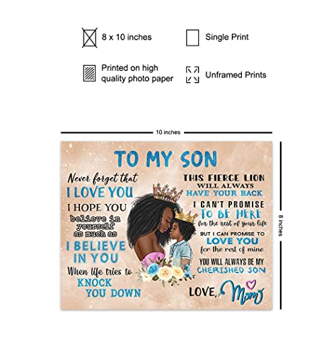 African Americans Mother Wall Art & Decor - Black women Wall Art - Nursery Decor - Little Boy Bedroom Decor - Baby shower Gift - Mother Son Life Empowerment Inspirational Quotes Poster UNFRAMED 8x10