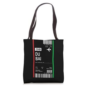 board ticket boarding pass dubai airport flight passenger tote bag