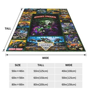 Drince LWBMEF Truck Blanket Cartoon Throw Blankets 50x40 Inch Anti-Pilling Flannel Soft Cozy Fleece for Sofa Bed Decor Boys Adults Birthday Gifts, Full