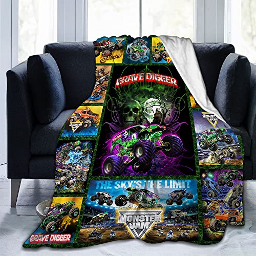 Drince LWBMEF Truck Blanket Cartoon Throw Blankets 50x40 Inch Anti-Pilling Flannel Soft Cozy Fleece for Sofa Bed Decor Boys Adults Birthday Gifts, Full