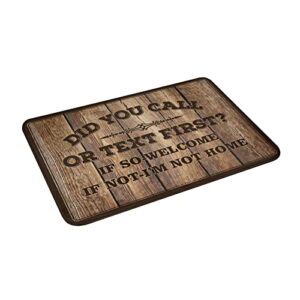 did you call or text first doormat – welcome mat indoor doormat rubber backing non slip rugs for inside floor mats for entryway machine washable 24″(w) x 36″(l)