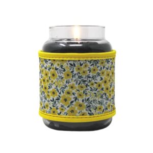 soft neoprene candle cozy for standard 18 oz candle jar – yellow flower