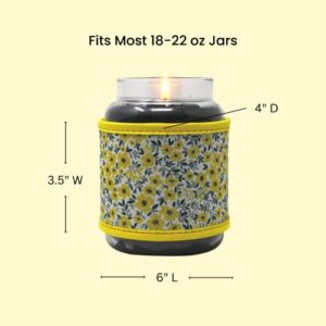 Soft Neoprene Candle Cozy for Standard 18 oz Candle Jar - Yellow Flower