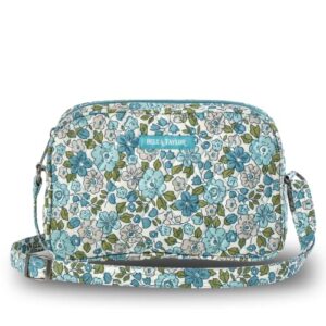 bella taylor country floral feedsack collection, quilted cotton simple crossbody handbag for women, delicate floral blue