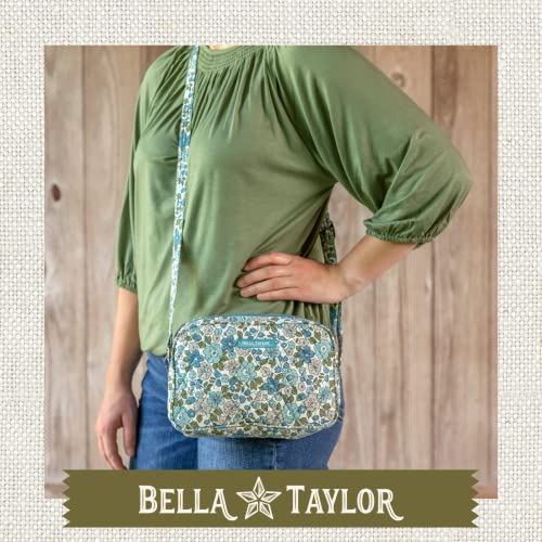 Bella Taylor Country Floral Feedsack Collection, Quilted Cotton Simple Crossbody Handbag for Women, Delicate Floral Blue