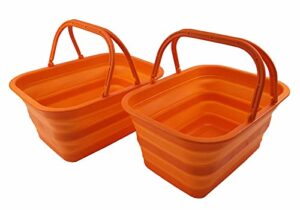 sammart 12l (3.17gallon) collapsible tub with handle – portable outdoor picnic basket/crater – foldable shopping bag – space saving storage container (orange)