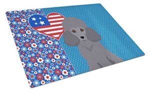 caroline’s treasures wdk5270lcb toy grey poodle usa american glass cutting board large, 12h x 16w, multicolor