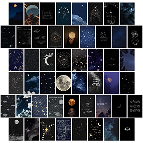 wall67 Wall Collage Kit Aesthetic Pictures,Moon & Stars Photo Collage Kit Dorm Room Decor for Teen Boy Girl,Trendy Room Decor Photo Collection for Bedroom