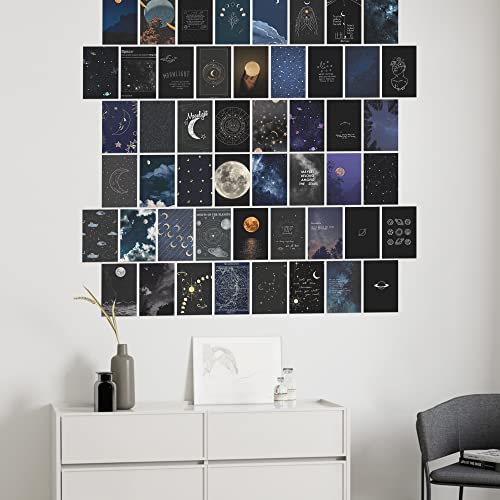 wall67 Wall Collage Kit Aesthetic Pictures,Moon & Stars Photo Collage Kit Dorm Room Decor for Teen Boy Girl,Trendy Room Decor Photo Collection for Bedroom