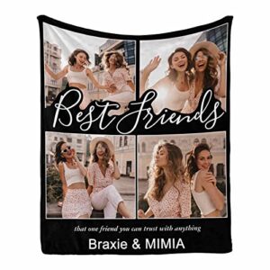 InterestPrint Custom Best Friend Blanket Gifts for Besties, Personalized Friendship Blankets Photo Collage Gift, Blanket for BFF Birthday Christmas Thanksgiving, 30 x 40 Inches