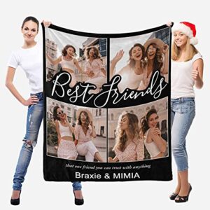 InterestPrint Custom Best Friend Blanket Gifts for Besties, Personalized Friendship Blankets Photo Collage Gift, Blanket for BFF Birthday Christmas Thanksgiving, 30 x 40 Inches