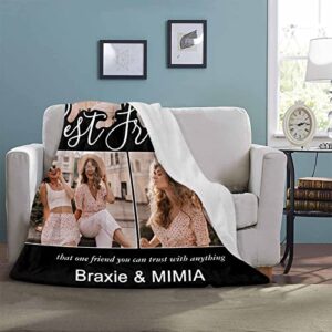 InterestPrint Custom Best Friend Blanket Gifts for Besties, Personalized Friendship Blankets Photo Collage Gift, Blanket for BFF Birthday Christmas Thanksgiving, 30 x 40 Inches