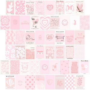 wall67 pink room decor aesthetic,pink wall collage kit posters for room aesthetic posters prints,pink aesthetic dorm room decor for teen girl (50pcs 4×6 inch